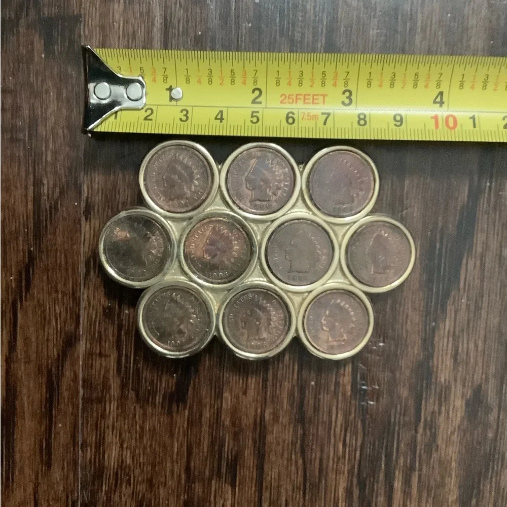 Vintage Early 1900s Cluster Indian Head Pennies Belt Buckle
